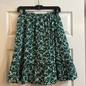 Anthropologie Luna Moon Brand Green Embroidered Eyelet Ruffled Skirt